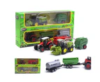2Pcs 1/42 Diecast Tractor Harvester Farm Vehicle Car Model Kids Toy Xmas Gift A