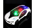 3D Electric Toy Supercar Simulation Car Mold With Wheel Lights Music Kids Gift White