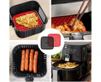 2Pcs Steamer Liner Non-Stick Perforated Design Round Silicone Fry Pan Baking Mat for Kitchen L Square
