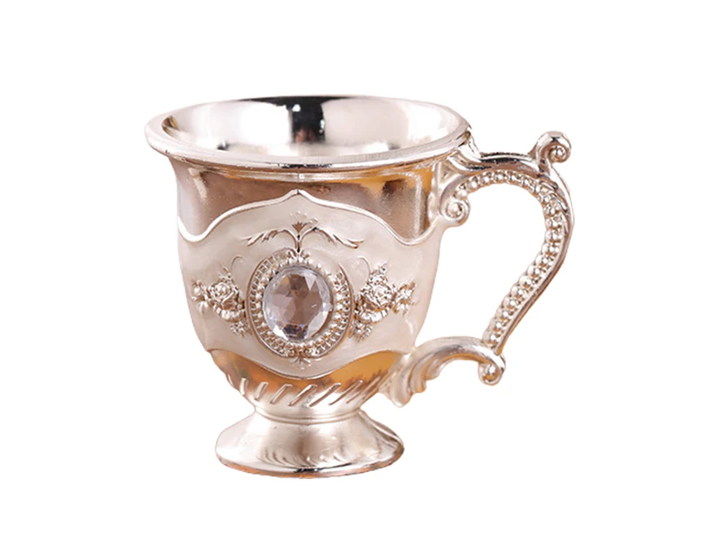 Wine Glass Creative Retro Design Zinc Alloy Exquisite Practical Drinking Cup for Party Silver White