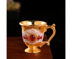 Wine Glass Creative Retro Design Zinc Alloy Exquisite Practical Drinking Cup for Party Golden + Red