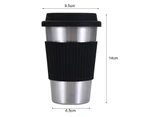 500ml Wear-resistant Coffee Cup Easy Clean Stainless Steel Heat Insulated Portable Water Mug for Daily Black