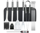 13pcs BBQ Utensils Case + BBQ Thermometer Stainless Steel Grill Utensils Set 13 Pieces in Aluminum BBQ Grill Accessories