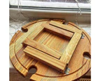 Wooden Outdoor Folding Picnic Table, Portable Creative 2 in 1 Wine Glass Holder and Cheese and Fruit Compartment Plate