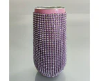 200ml Water Bottle with Straw Anti-slip 304 Stainless Steel Camping Sports Rhinestones Water Cup for Travel Pink
