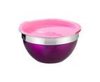 Salad Bowl Anti-rust Sturdy Washable Round Bowl with Plastic Cap Salad Fruit Pan for Home S