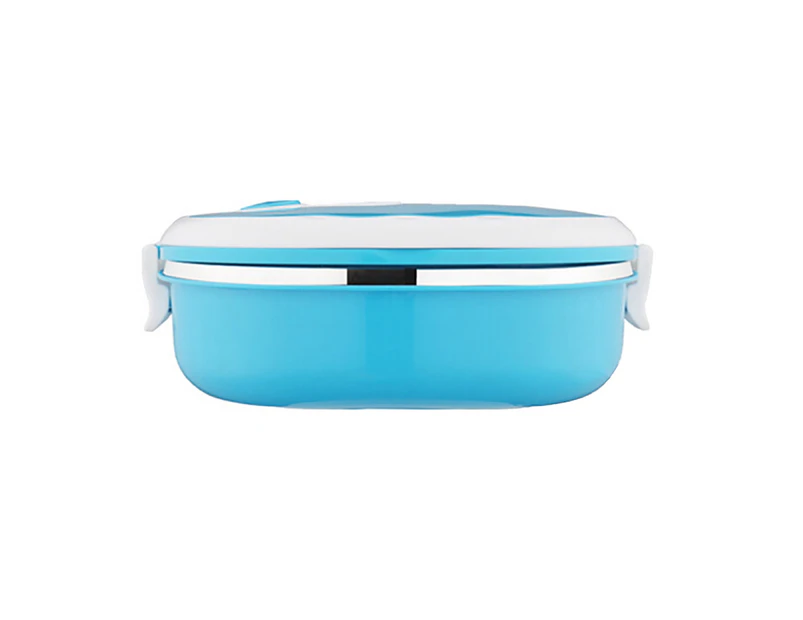 Lunch Box Shatterproof Leak-Proof Stainless Steel Food Container with Arch Handle for School Blue Single Layer