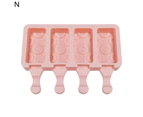 4 Cavities Silicone Mold Compartment DIY Geometric Texture Non-stick Summer Ice Cream Mold Household Supplies  N One Size