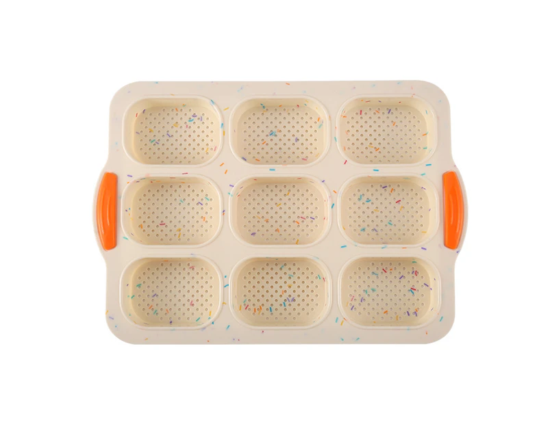 9 Grids Non-stick Bread Baking Tray Anti-deformation Silicone Fashion Bakeware Bread Baking Mold for Indoor Multicolor
