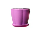 Flower Pot Pumpkin Shape Imitation Porcelain Plastic Flower Pot for Home-Purple M