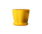 Flower Pot Pumpkin Shape Imitation Porcelain Plastic Flower Pot for Home-Yellow M