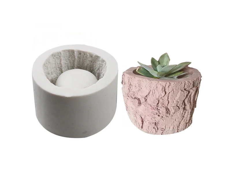 Silicone Non-stick Gypsum Cement Succulent Flower Bonsai Pot DIY Craft Cake Mold-Grey