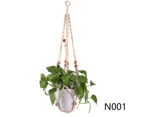 Hand Woven Cotton Linen Plants Flowers Pot Hanging Basket Net Holder Home Decor