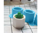 3 Holes Geometric Polygonal Concrete Flower Pot Vase Silicone Mold Home Decor-Blue