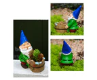 Hand Painting Flower Pot Polished Resin Micro Landscape Gnome Bonsai Planter for Balcony-Blue