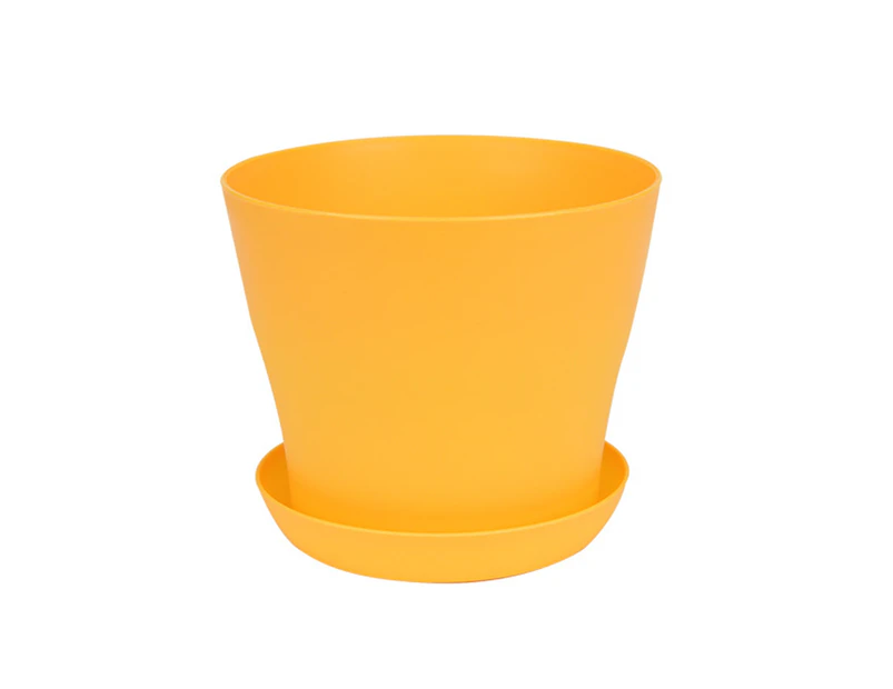 Flower Pot Thickened Wear-Resistant Easily Clean Solid Break-resistant Ventilated Bottom Round Planters Candy Color Mini Flowerpot for Garden-Yellow