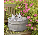 Rabbit Potted Ornament Delicate Cute Animal Decorative Resin Lovely Ornament Plant Pot for Balcony