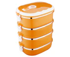 Lunch Box Shatterproof Leak-Proof Stainless Steel Food Container with Arch Handle for School Orange Four Layer