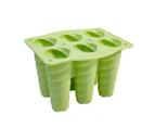 Clear Texture Ice Pop Mold with Lid Silicone DIY Craft 6 Grids Ice Lolly Mold for Home Green