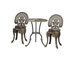 Livsip Outdoor Dining Setting Chairs Table 3 Piece Bistro Set Cast Aluminum Patio Garden Bronze