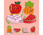 Strawberry Fruit Wooden Lacing Puzzle Threading Toy Early Learning Kids Gift Apple**