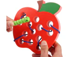 Strawberry Fruit Wooden Lacing Puzzle Threading Toy Early Learning Kids Gift Apple**