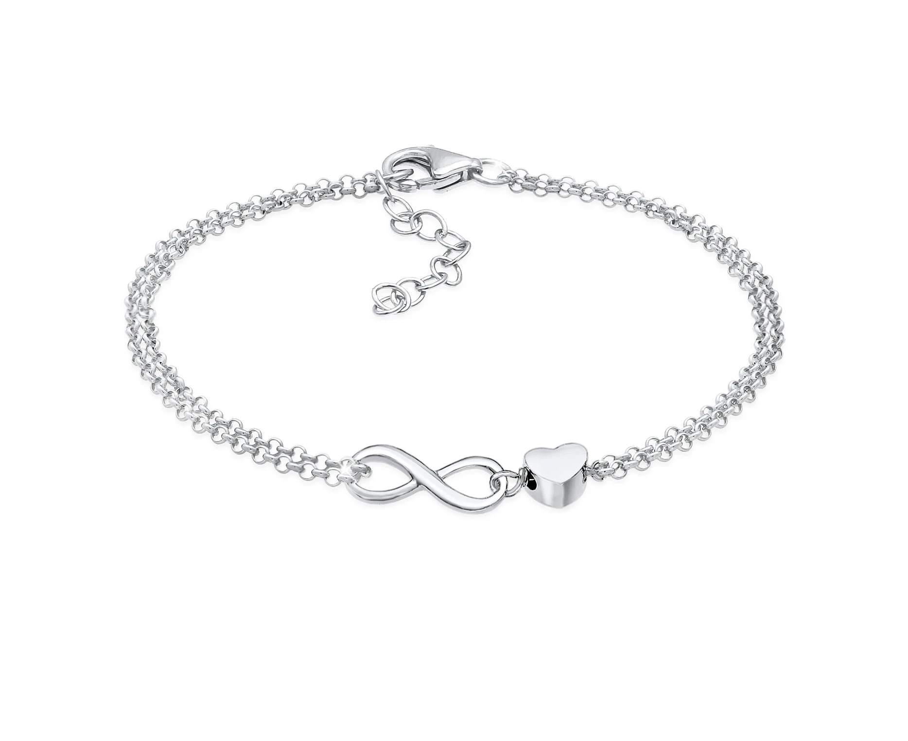 Elli Jewelry Women'S Heart Love Infinity In 925 Sterling Silver Bracelet - Silver