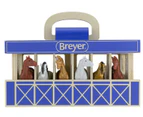 Breyer Horses Farms Wooden Carry Stable Play Set With 6 Horses 1:32 Stablemates Scale 59217