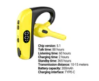 X3 Bluetooth-compatible Earphone Handsfree LED Power Display Monaural Business Sport Wireless Headphone for Car -Yellow