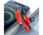Wireless Earphone HiFi Sound Digital Display Long Standby Time Ear Hook Bluetooth-compatible Earpiece for Business-Red