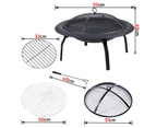 Outdoor Fire Pit BBQ Grill Fireplace Portable Camping Garden Patio Heater 22" - Black