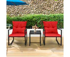 Costway 3PCS Otdoor Table Chair Patio Conversation Set w/Soft Cushions Porch Backyard Poolside Balcony Red