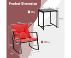 Costway 3PCS Otdoor Table Chair Patio Conversation Set w/Soft Cushions Porch Backyard Poolside Balcony Red