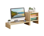 Single Tier Wooden Desk Monitor Riser With Storage Shelves Organizer (walnut)