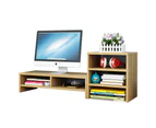 Double Tier Wooden Desk Monitor Riser With Storage Shelves Organizer (walnut)