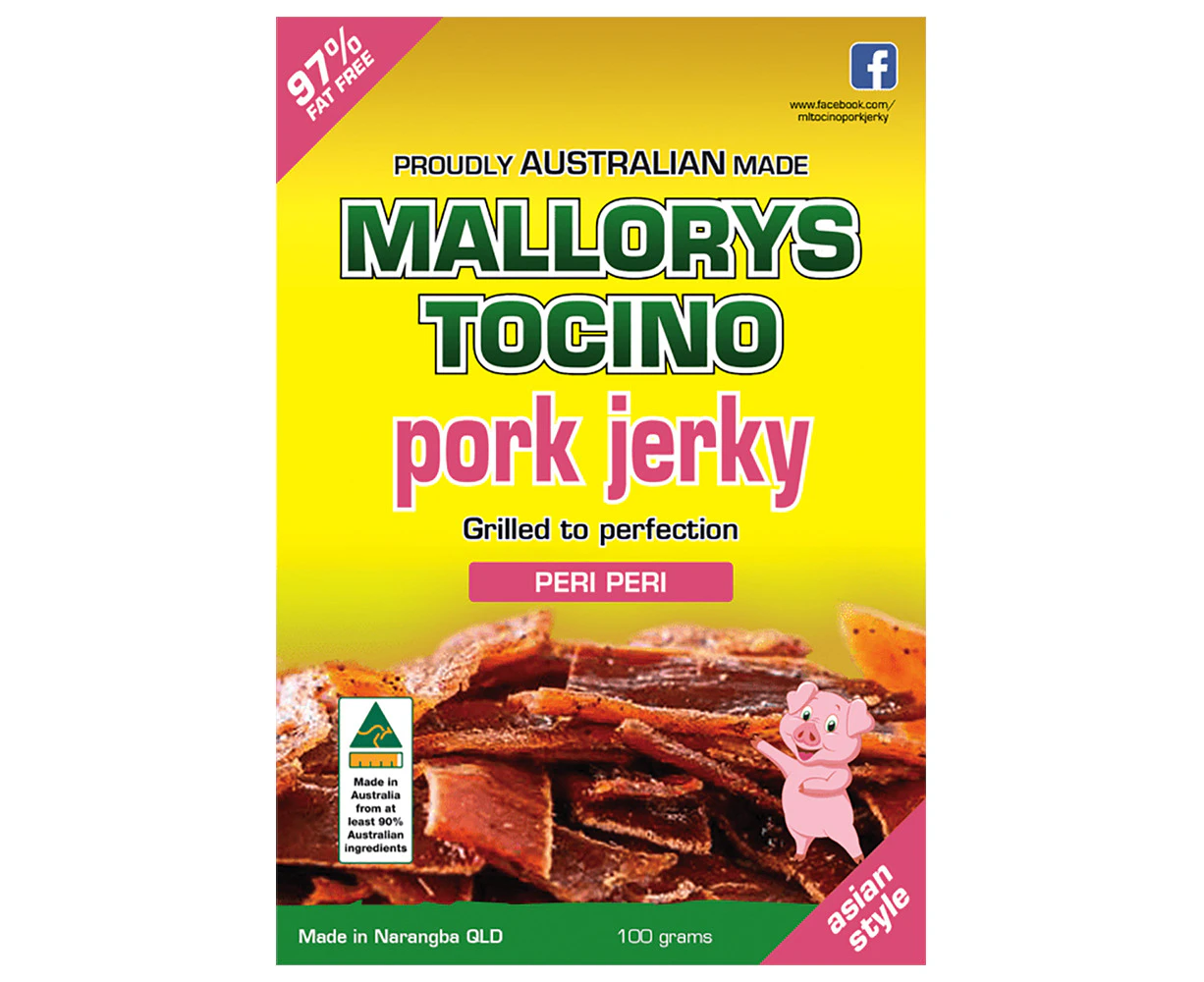 Mallorys Tocino Peri Peri Pork Jerky 100g (for Human Consumption)