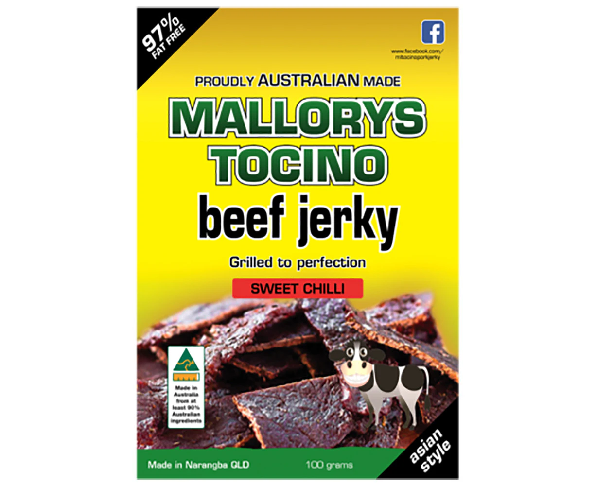 Mallorys Tocino Sweet Chilli Beef Jerky 100g (for Human Consumption)