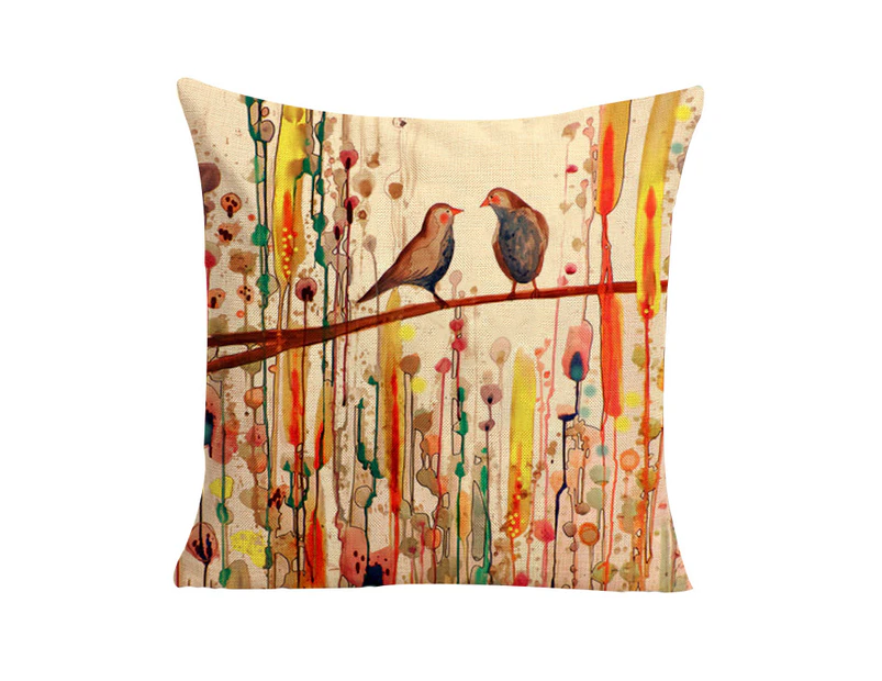 Abstract Birds in Forest Cushion Cover (No Insert) 45cm Japanese Inspired Design - Multiple