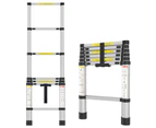 Advwin 2m Telescopic Ladder Portable Extension Aluminum Telescoping Ladder for Household and Outdoor Working Silver