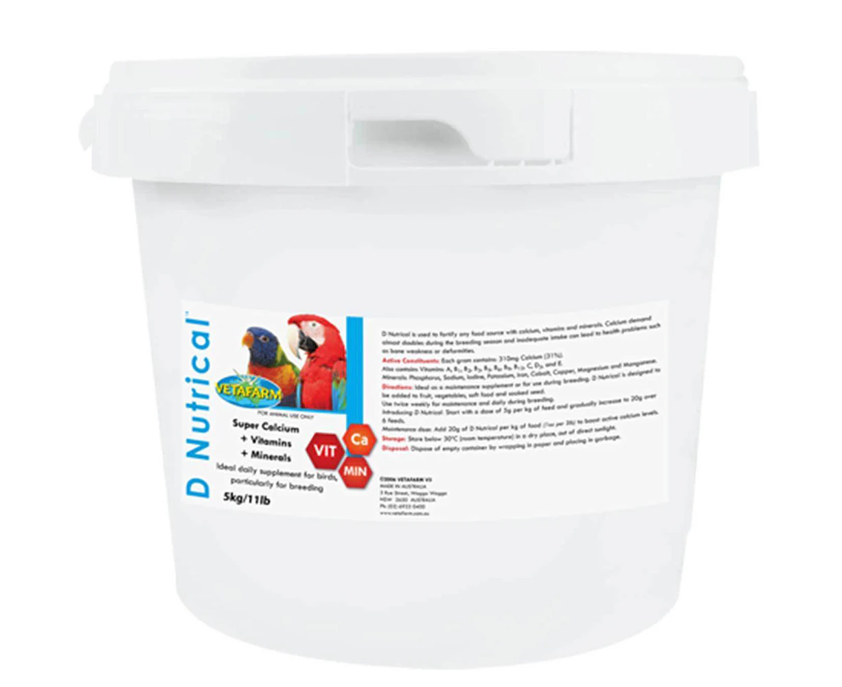 Vetafarm D'Nutrical Calcium Vitamins Mineral Supplement for Birds 5kg