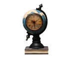 Desk Clock Multi-functional Save Change Personality Retro Resin Globe Shape Piggy Bank Ornament for Bedroom - Blue