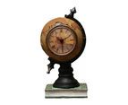 Desk Clock Multi-functional Save Change Personality Retro Resin Globe Shape Piggy Bank Ornament for Bedroom - Brown