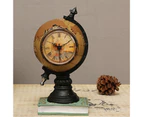 Desk Clock Multi-functional Save Change Personality Retro Resin Globe Shape Piggy Bank Ornament for Bedroom - Brown