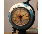 Desk Clock Multi-functional Save Change Personality Retro Resin Globe Shape Piggy Bank Ornament for Bedroom - Blue