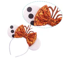 Dhrs Mouse Ears Bow Headbands, Glitter Party Princess black Dot Ear Decoration Cosplay Costume for Girls & Women
