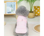Pet Cotton Coat Soft Simple Style with Tow Ring Comfortable Stand Collar Keep Warm Bright Color Cotton Texture Pet Shirt for Teddy - Pink