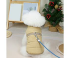 Pet Cotton Coat Soft Simple Style with Tow Ring Comfortable Stand Collar Keep Warm Bright Color Cotton Texture Pet Shirt for Teddy - Khaki