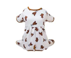 Pet Clothes Soft Durable Hemming Cartoon Pictures Comfortable Little Bear Print Keep Warm Wrap Belly Four Leggings Pet Costume for Teddy - White