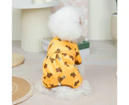 Pet Clothes Soft Durable Hemming Cartoon Pictures Comfortable Little Bear Print Keep Warm Wrap Belly Four Leggings Pet Costume for Teddy - Yellow