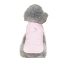 Pet Cotton Coat Soft Simple Style with Tow Ring Comfortable Stand Collar Keep Warm Bright Color Cotton Texture Pet Shirt for Teddy - Pink